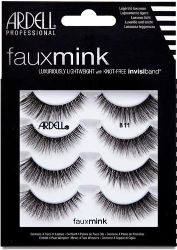 Ardell Faux Mink 811 Multipack - 4 paar zijdezachte Nepwimpers - Medium volume, medium lengte - Uitlopende, gevleugelde wimperstijl - Invisiband