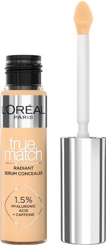 L'Oréal Paris True Match Radiant Serum Concealer - Geschikt voor de gevoelige huid - Verrijkt met 1,5% hyaluronzuur en cafeïne voor hydratatie en verfrissing - Medium dekking - Stralende finish - Verzorgt als een oogserum - 5D - 11 ml