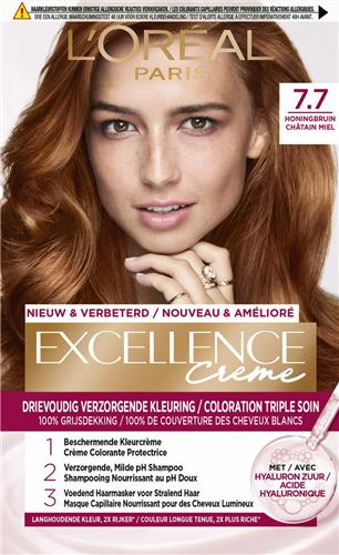 L'Oréal Paris Excellence Crème Honingbruin 7.7 - Permanente Haarkleuring