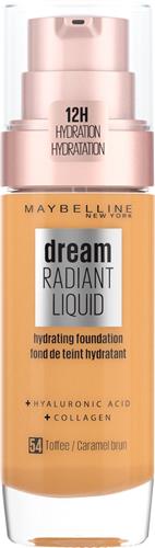 Maybelline New York - Dream Radiant Liquid - 54 Toffee - Foundation Geschikt voor de Droge Huid met Hyaluronzuur - 30 ml