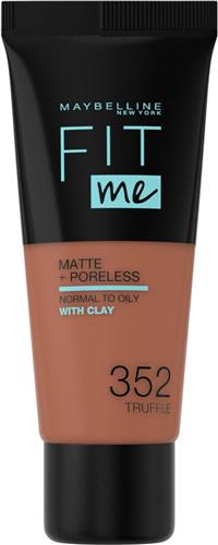Maybelline New York - Fit Me Matte + Poreless Foundation - 352 Truffle - Medium Dekkende Foundation met Matte Finish voor de Normale tot Vette Huid - 30 ml