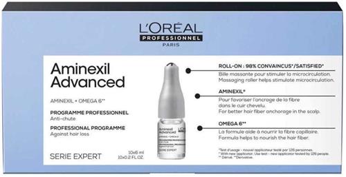 LOréal Professionnel - Aminexil Advanced - Anti-haaruitval activatie programma - Haarkuur voor dunner wordend haar - 10 x 6 ml.