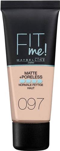 Maybelline New York - Fit Me Matte + Poreless Foundation - 097 Natural - Medium Dekkende Foundation met Matte Finish voor de Normale tot Vette Huid - 30 ml