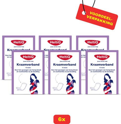 6X Heltiq Kraamverband - 6x 15 stuks - Voordeelverpakking!
