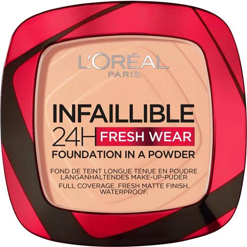 LOréal Paris Infaillible 24h Fresh Wear Foundation in a Powder - poeder - foundation en poeder in één - 24 uur lang een natuurlijke, egale en matte finish - geeft niet af - 245 Golden Honey - 9 gr.