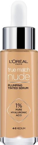 L'Oréal Paris True Match Nude Volumegevend Getint Serum Foundation met hyaluronzuur - 4-5 Medium - 30ml - Vegan