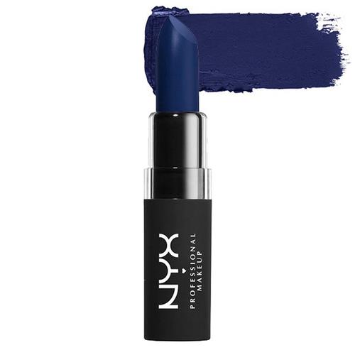 NYX Velvet Matte Lipstick - 04 Midnight Muse, donkerblauwe kleur.