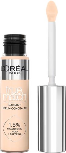 L'Oréal Paris True Match Radiant Serum Concealer - Geschikt voor de gevoelige huid - Verrijkt met 1,5% hyaluronzuur en cafeïne voor hydratatie en verfrissing - Medium dekking - Stralende finish - Verzorgt als een oogserum - 1R - 11 ml