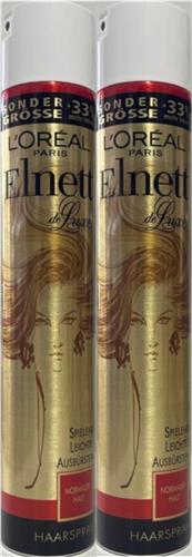 Duo Pack 2x LOréal Paris Elnett Satin Normale Fixatie Haarlak haarspray - 400 ml-4037900030826