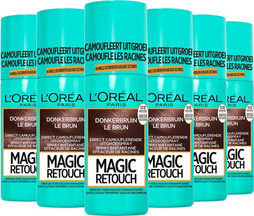 L'Oréal Paris Magic Retouch Bruin Camouflerende Uitgroeispray Voordeelverpakking - 6 x 75ml