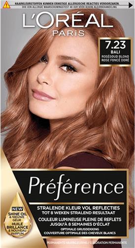 3x L'Oréal Preference Haarkleuring 7.23 Rich Rose - Rosegold Blond