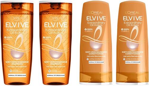 Elvive - Extraordinairy Oil - Fijne Kokosolie - 2 Shampoo & 2 Conditioner