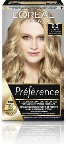 LOréal Paris Préférence 8.3 Cannes - Licht Goudblond - Permanente Haarverf