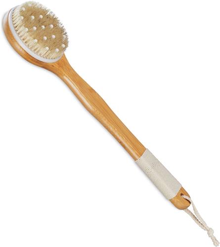 Relaxdays badborstel - lange steel - 41 cm - met noppen - rugborstel - doucheborstel
