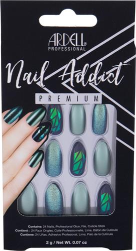 False nails Ardell Nail Addict Green Glitter Chrome (24 pcs)