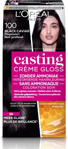 LOréal Paris Casting Crème Gloss Haarverf - 100 Black Caviar - 3 stuks Voordeelverpakking