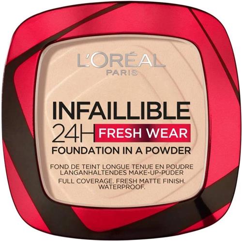 LOréal Paris Infaillible 24h Fresh Wear Foundation in a Powder - poeder - foundation en poeder in één - 24 uur lang een natuurlijke, egale en matte finish - geeft niet af - 20 Ivory - 9 gr.