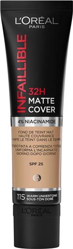 L'OREAL PARIS Fond De Teint 115 Sous Ton Doré 32 H Infaillible Matte 30 ML Cover