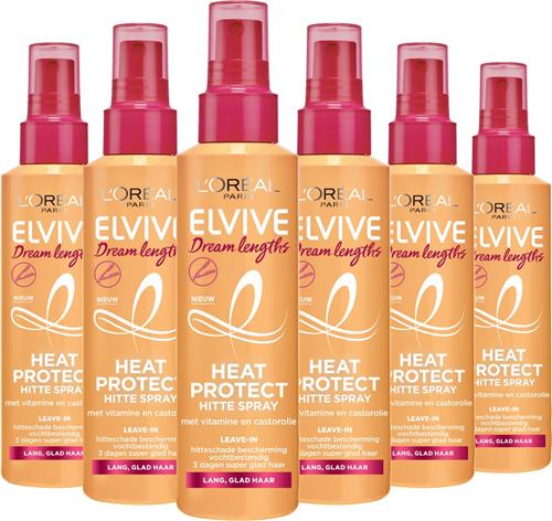 LOréal Paris Elvive Dream Lengths Heat Protect Hittespray - Lang, Beschadigd Haar - 230°C Hittebescherming - 6 x 150ml