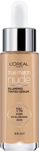 L'Oréal Paris True Match Nude Volumegevend Getint Serum Foundation met hyaluronzuur - 2-3 Light - 30ml - Vegan