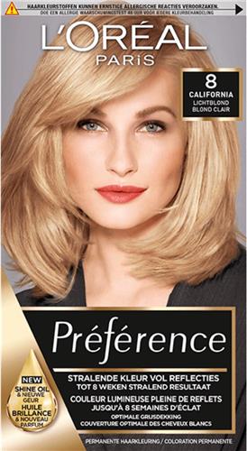 3x L'Oréal Preference Haarkleuring 08 California - Lichtblond