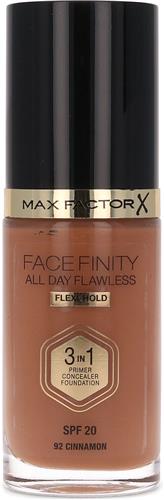 Max Factor Facefinity All Day Flawless 3 in 1 Flexi Hold Foundation - 92 Cinnamon