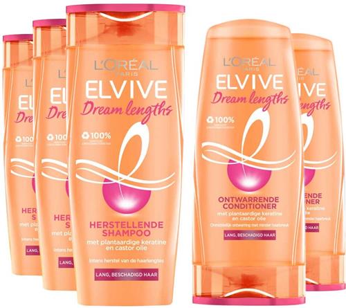 L'Oréal Elvive Dream Lengths - Shampoo 3x 250 ml & Conditioner 2x 200 ml - Pakket
