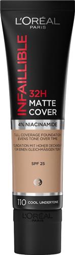 LOréal Paris Infaillible 32H Matte Cover Foundation - 110 - Foundation met een volledige dekking en een matte finish - 30 ml