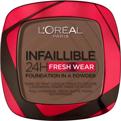 LOréal Paris Infaillible 24h Fresh Wear Foundation in a Powder - poeder - foundation en poeder in één - 24 uur lang een natuurlijke, egale en matte finish - geeft niet af - 390 Ebene Foundation - 9 gr.