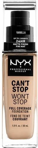 Nyx Professional Makeup Can't Stop Won't Stop Foundation - Vanilla - Volledig Dekkende Foundation - Licht