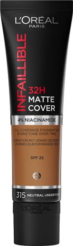 L'Oréal Paris - Infaillible 32H Matte Cover Foundation - 315 - Foundation met een volledige dekking en een matte finish - 30ml