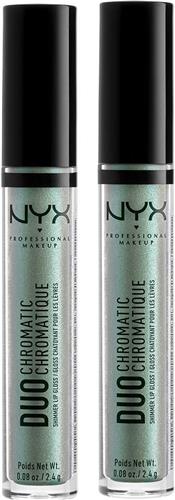 NYX PROFESSIONAL MAKEUP Duo Chromatic Lip Gloss - Foam Party, Pistachio Base With Gold/Pink Duo Chrome Pearl (2 STUKS)