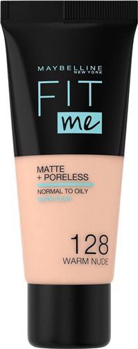 Maybelline Fit Me Matte & Poreless Foundation 128 Warm Nude - 3 Stuks - Voordeelverpakking