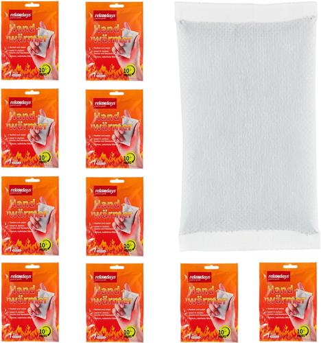 Relaxdays handwarmers - 10 paar - blijven 10 uur warm - voor handschoenen & jaszakken - tegen koude handen - wit