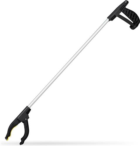 Relaxdays universele grijper - opraaphulp senioren - ergonomisch - 76 cm - aluminium - zilver-zwart