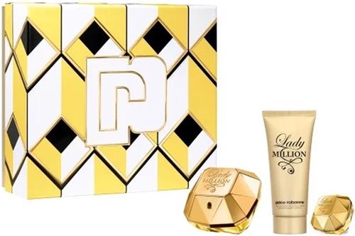 Paco Rabanne Lady Million Giftset - 80 ml eau de parfum spray + 5 ml eau de parfum spray + 100 ml bodylotion – cadeauset voor dames