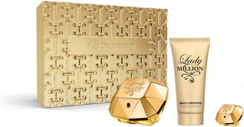 Paco Rabanne Lady Million Eau De Parfum Spray 80ml + Body Lotion 100 ml + Eau de Parfum 5 ml Set