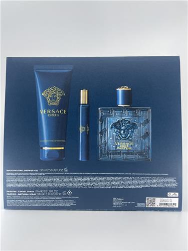 VERSACE Eros Gift Set Parfum 100ml + Travel Spray 10ml + Shower Gel 150ml