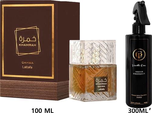 Lattafa Khamrah QAHWA 100ML & Homespray (Vanilla Coco 300ML)